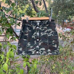 Sky and Sparrow Green Camouflage Mini Skirt